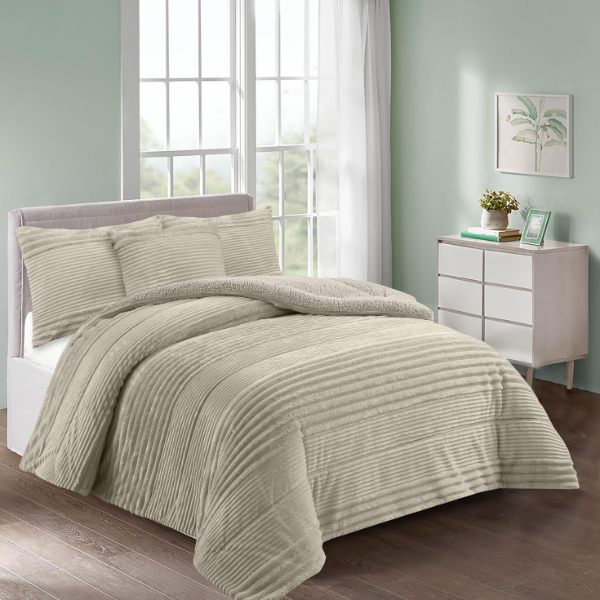 Edredón sherpa color beige INVERNALIA dMateo 650 gr