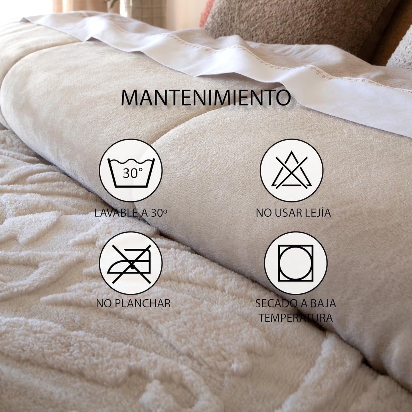 Edredón beige con Sherpa modelo Elai marca Antilo 600 grs.