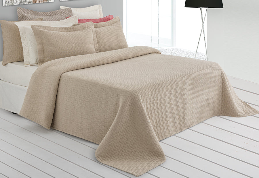 Couette en coton jacquard zigzag écru