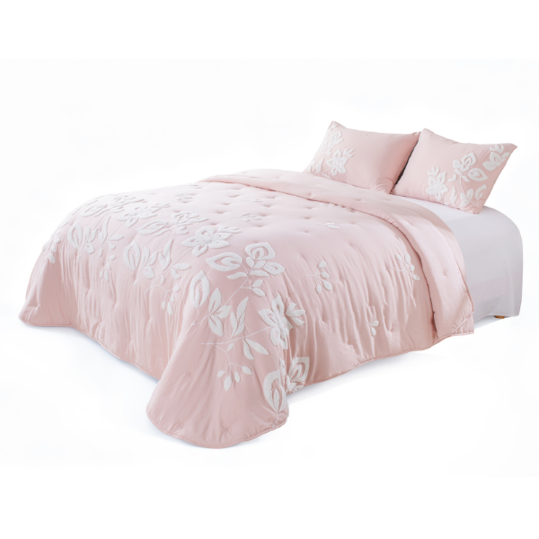 Colcha bouti rosa bordada AZURE – CLARA VIDAL