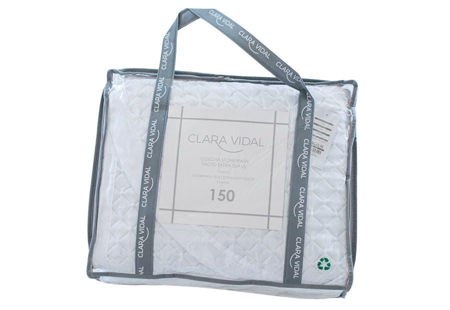 Colcha Blanca Cosida Stone Wash CLARA VIDAL Salerno