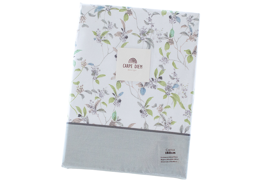 Juego Sábana 30/27 Estampada CARPE DIEM Cluer Malva-Gris