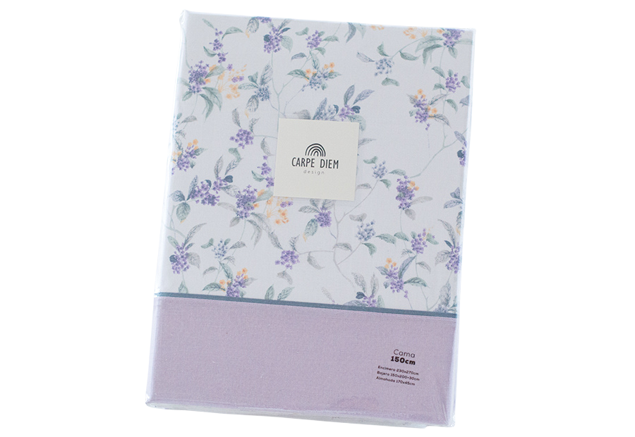 Juego Sábana 30/27 Estampada CARPE DIEM Cluer Malva-Gris