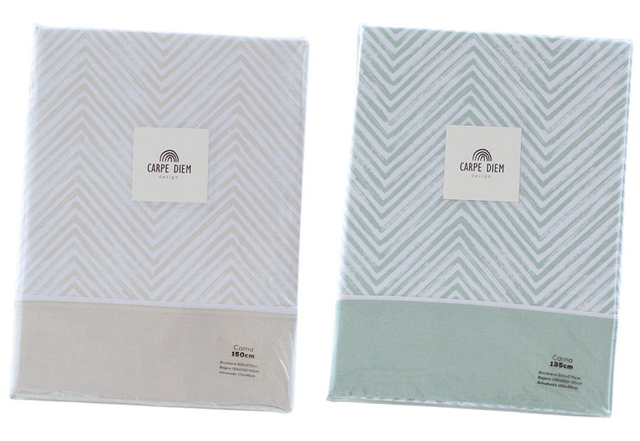 Juego Sábana 30/27 Estampada CARPE DIEM Etnic Beige-Verde