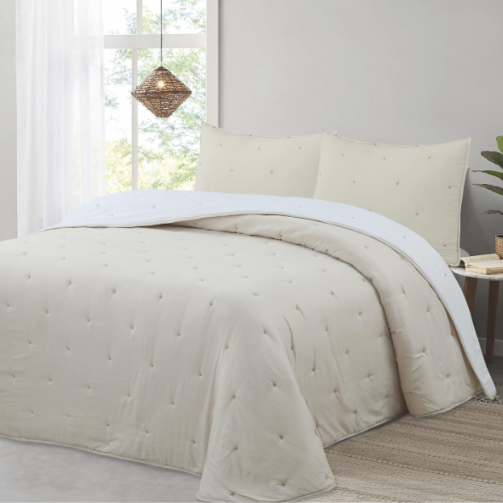 Edredón Comforter color beige reversible invierno 250gr CRUZ dMateo