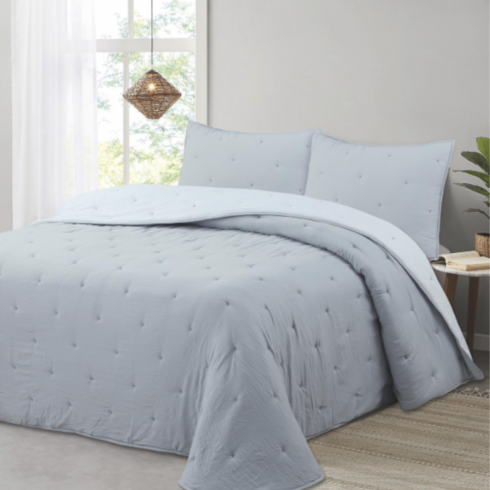 Edredón Comforter color gris reversible invierno 250gr CRUZ dMateo