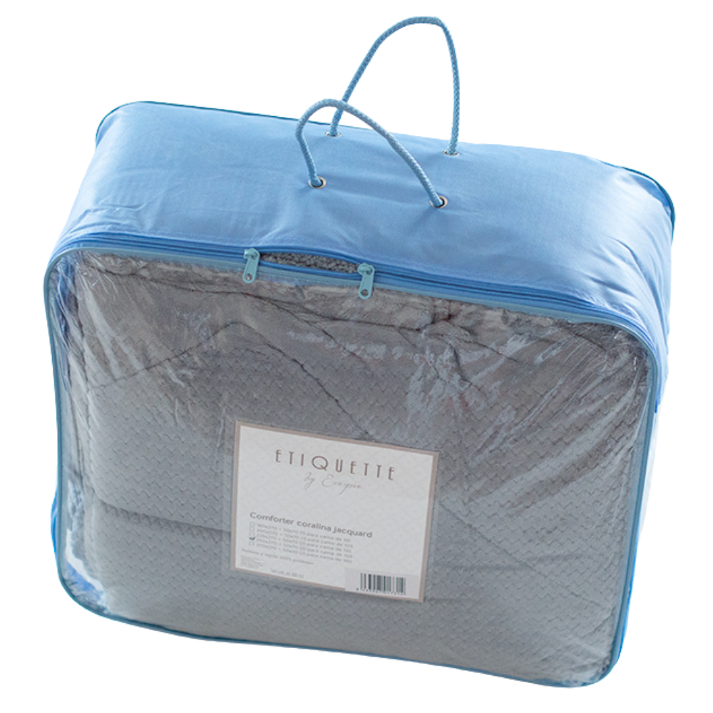 Edredón Comforter ETIQUETTE Coral Jacquard Reverso Sherpa gris