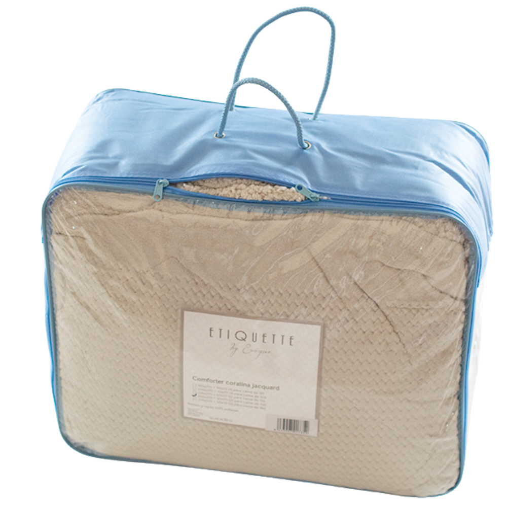 Edredón Comforter ETIQUETTE Coral Jacquard Reverso Sherpa beige