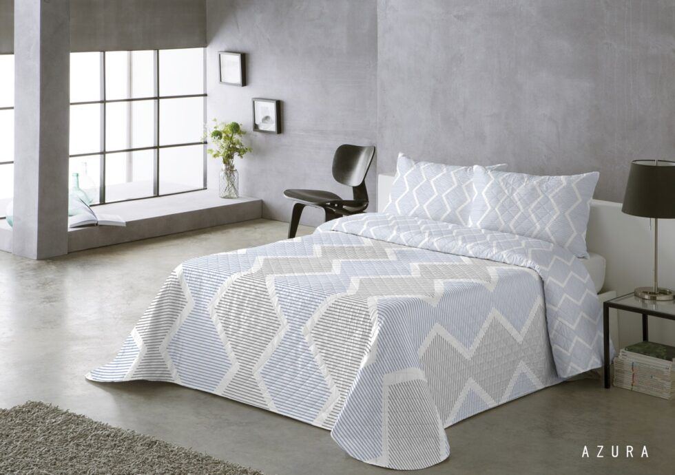Colcha bouti azul reversible Azura