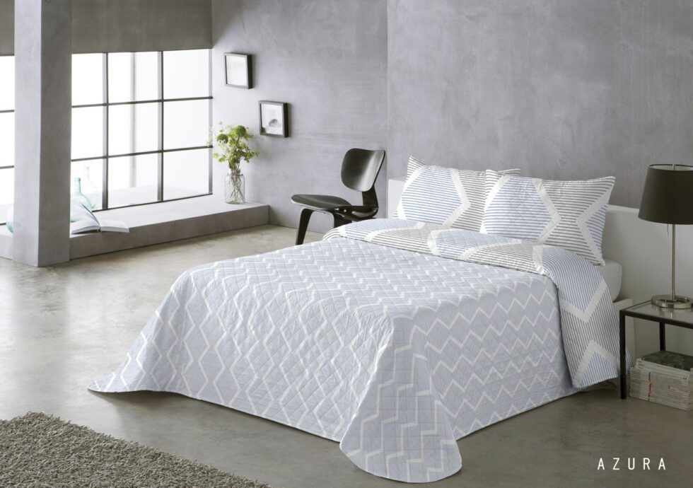 Colcha bouti azul reversible Azura