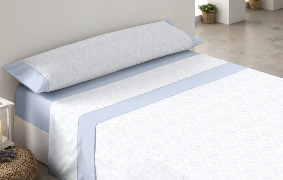 Sábanas 100% Algodón modelo FOREST de TRIVADOR en color azul y gris