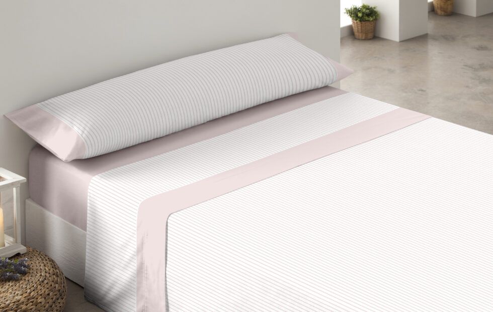 Sábanas 100% Algodón modelo DANTE de TRIVADOR en color azul y rosa