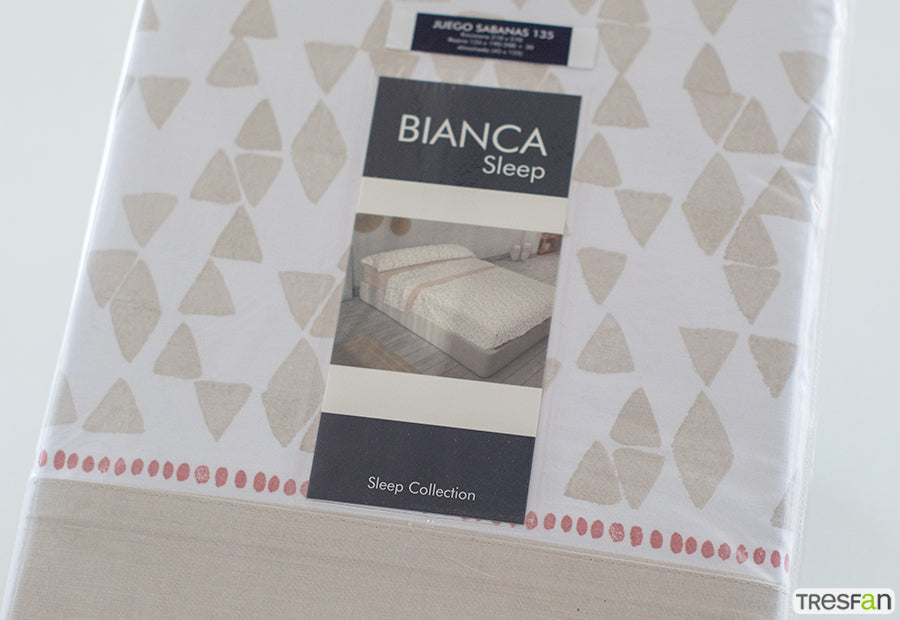 Juego de Sábana 30/27 Estampada BIANCA Candy beige