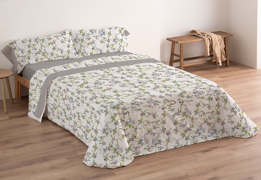 Juego Sábana 30/27 Estampada CARPE DIEM Cluer Malva-Gris