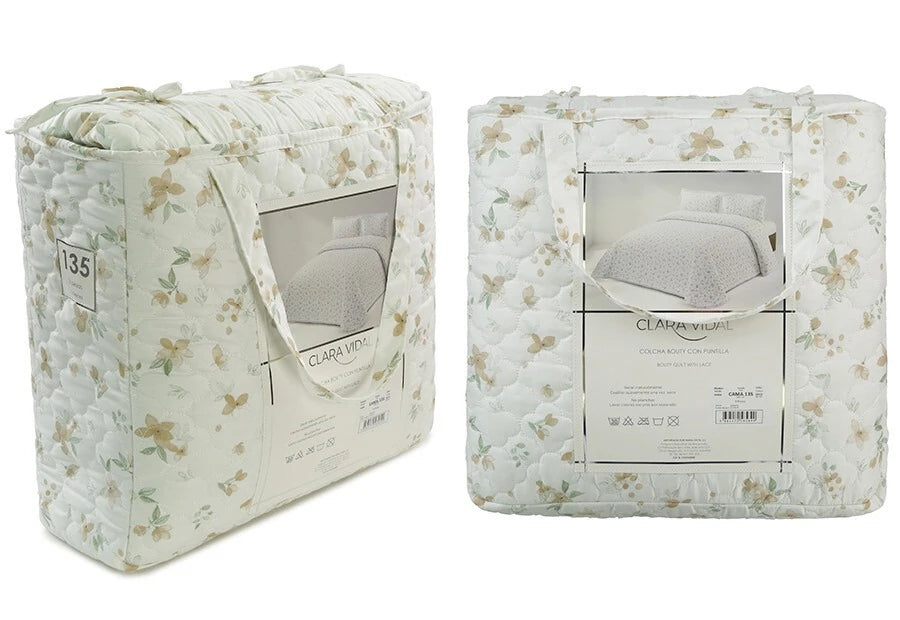 Colcha Bouti Cosida Puntilla CLARA VIDAL Viana beige