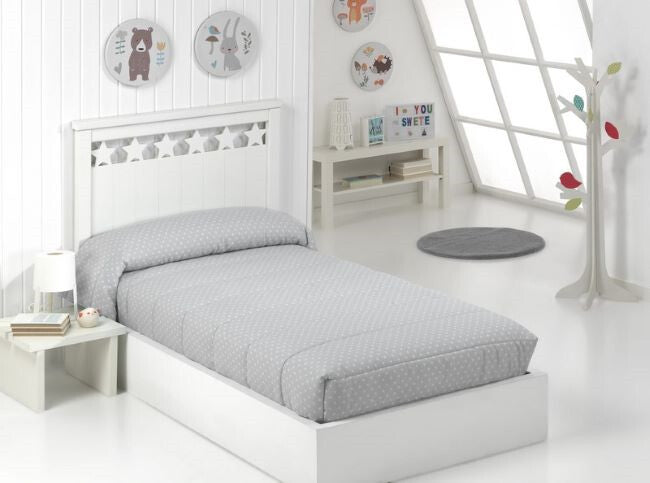 Edredón ajustable Estrellas gris