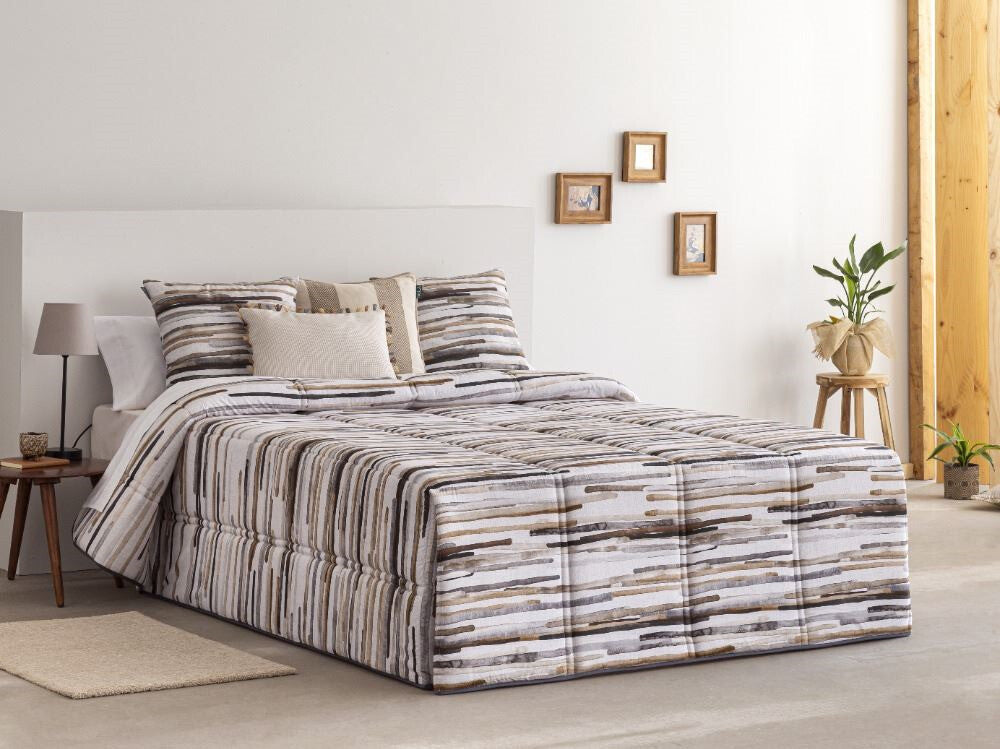 Couette numérique beige Badia de Paula Confections, 100 % coton