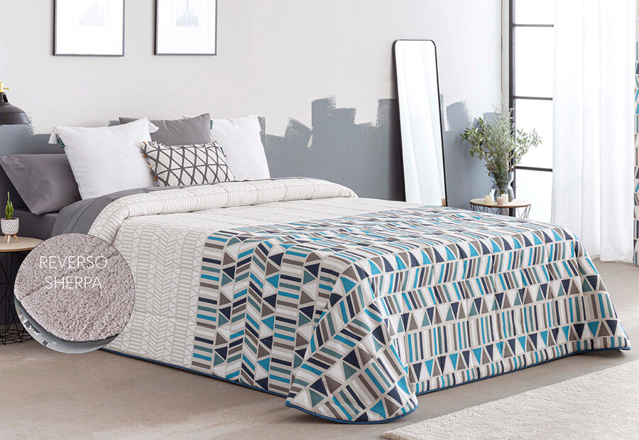 Couette Sherpa bleue Eibar par Paula Confections