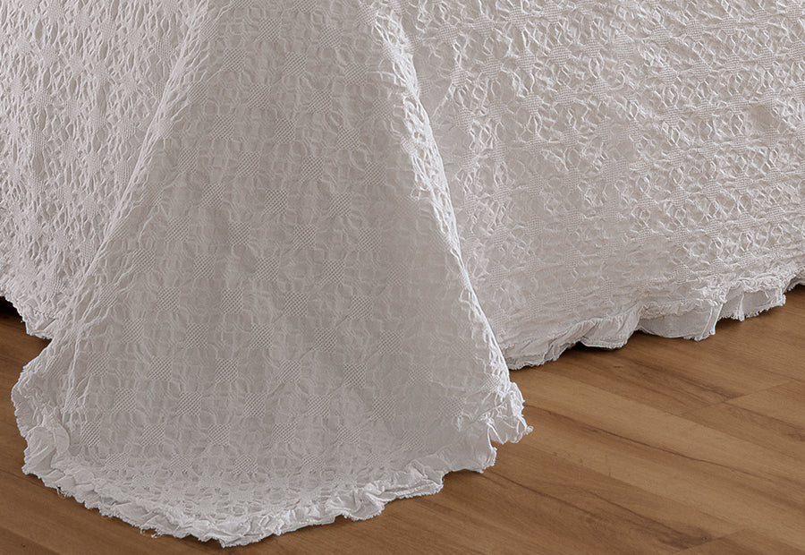 Colcha Jacquard Algodón Stone Wash Volante ENCANTO