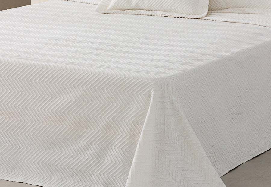 Couvre-lit en piqué de coton blanc à chevrons LLARBONA