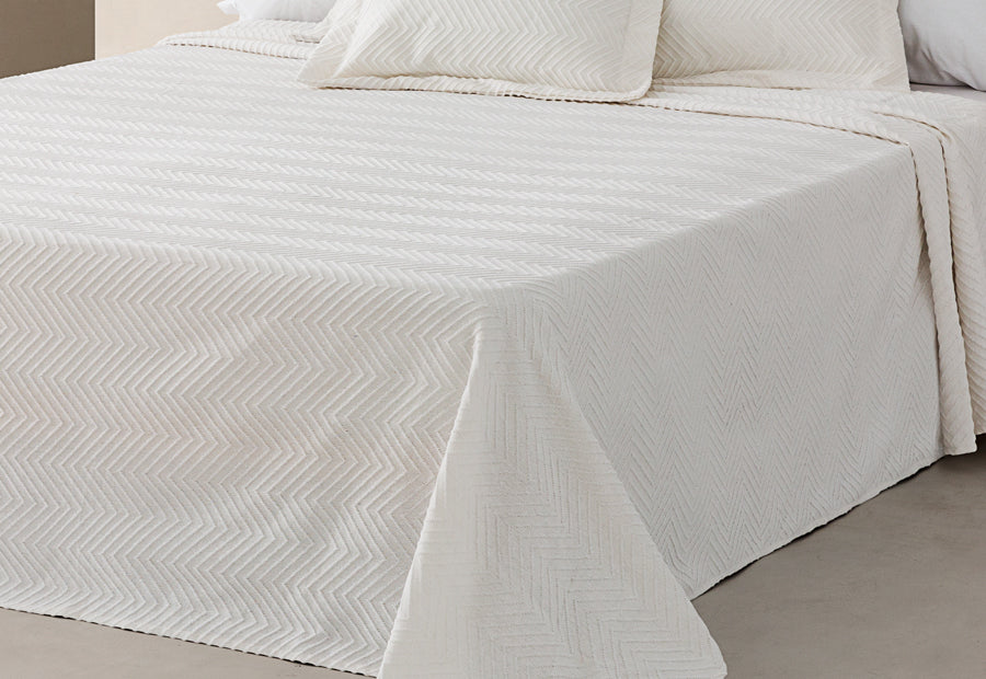 Couvre-lit en piqué de coton blanc à chevrons LLARBONA
