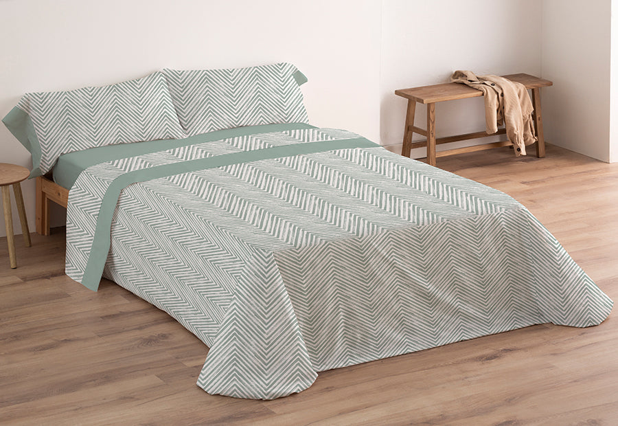 Juego Sábana 30/27 Estampada CARPE DIEM Etnic Beige-Verde