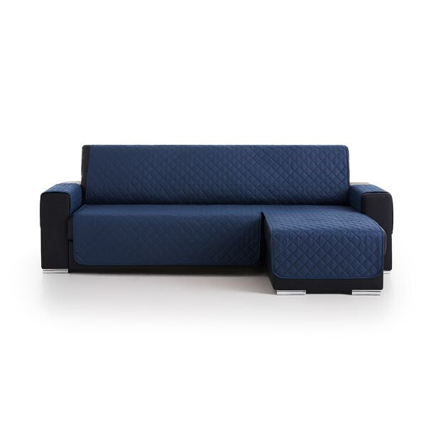 Housse de canapé méridienne matelassée bleue BELMARTI