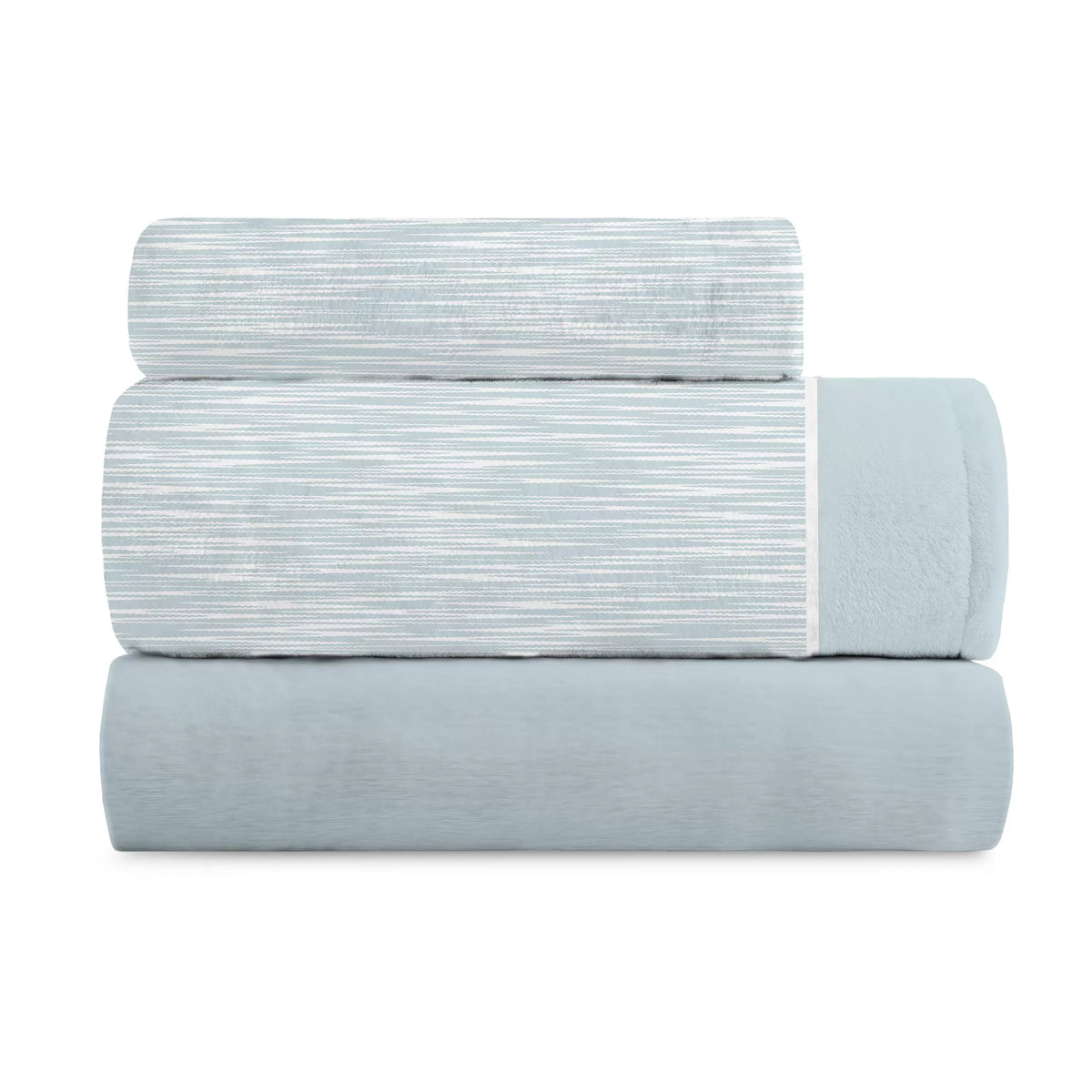 Juego sábanas coralina velvet rayas geometricas verde azulado 567 marca MANTEROL