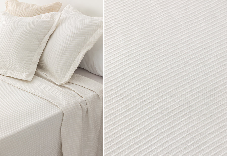Couvre-lit en piqué de coton jacquard blanc méditerranéen LLARBONA
