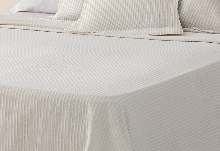 Couvre-lit en piqué de coton jacquard blanc méditerranéen LLARBONA