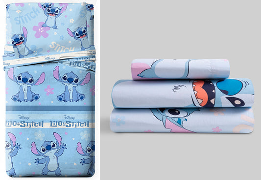 Juego Sábana 3 Piezas DISNEY Licencia STITCH AZUL