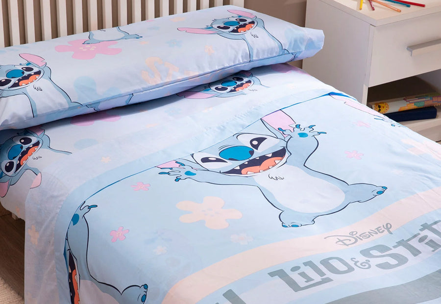 Juego Sábana 3 Piezas DISNEY Licencia STITCH AZUL
