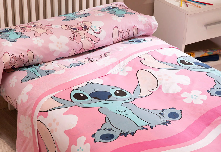 Juego Sábana  3 Piezas DISNEY Licencia STITCH rosa