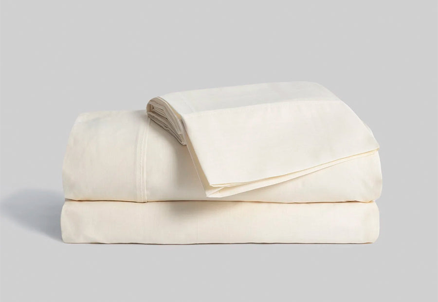 Draps unis 100% coton KARAMELO VIP COTTON / Blanc, beige, gris et bleu