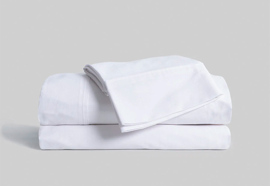 Draps unis 100% coton KARAMELO VIP COTTON / Blanc, beige, gris et bleu