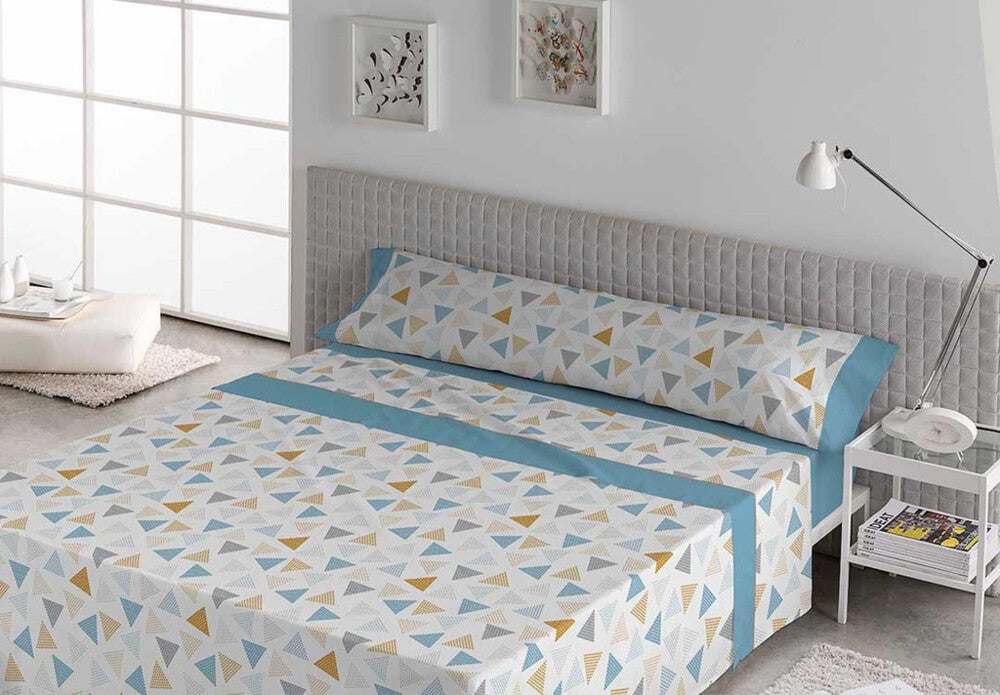 KARAMELO BLUE FANNIE FABRIC SHEET SET