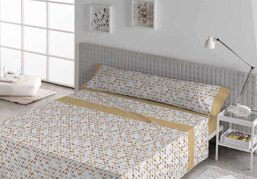 Parure de draps en tissu TABATA moutarde Karamelo