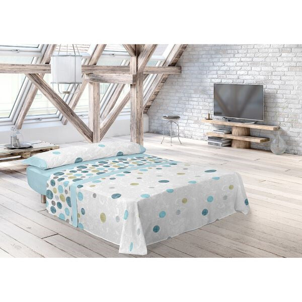 ENSEMBLE DE DRAPS EN TISSU TURQUOISE TADEO C-2 PIERRE CARDIN