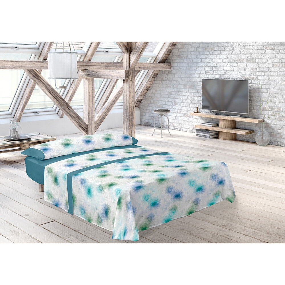 ENSEMBLE DE DRAPS EN TISSU TURQUOISE TADEO C-2 PIERRE CARDIN
