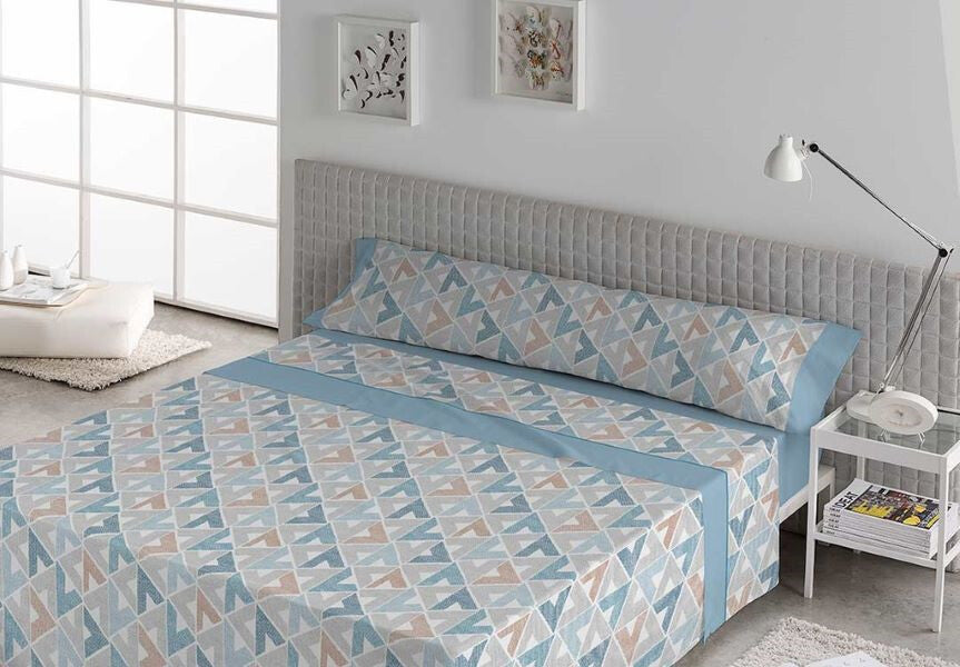 JUEGO DE SABANAS TELA ANTIA AZUL KARAMELO