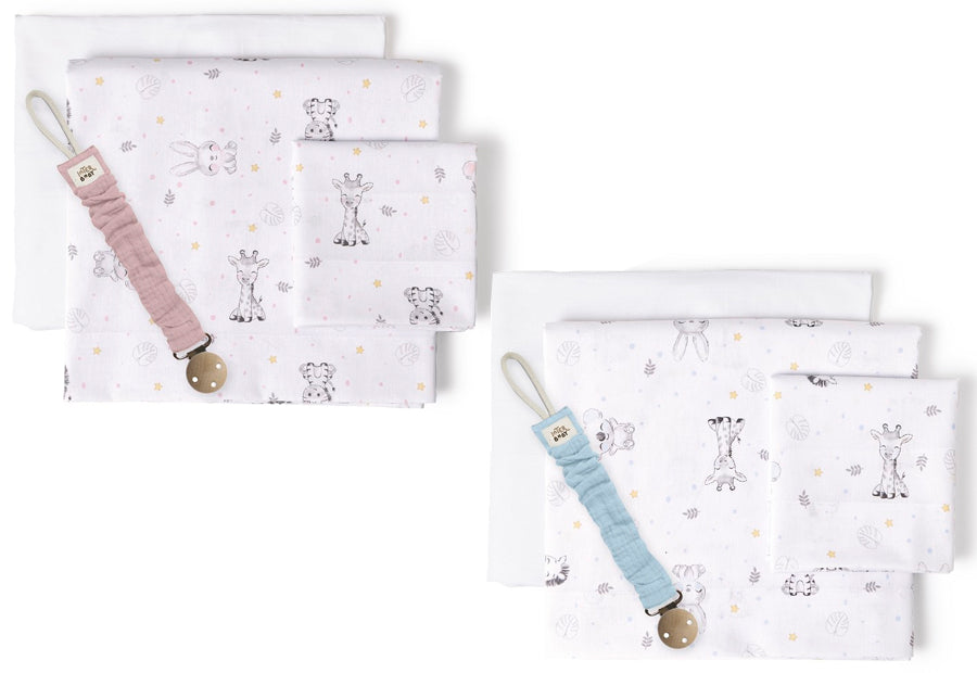 INTERBABY - Sábana Algodón+Chupetero Koala 03314 Cuna en color rosa y azul