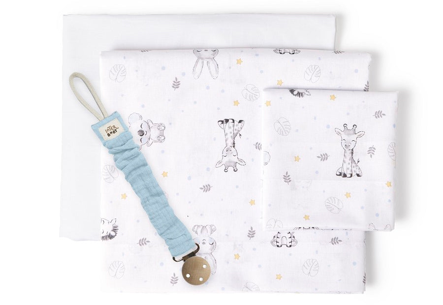 INTERBABY - Sábana Algodón+Chupetero Koala 03314 Cuna en color rosa y azul