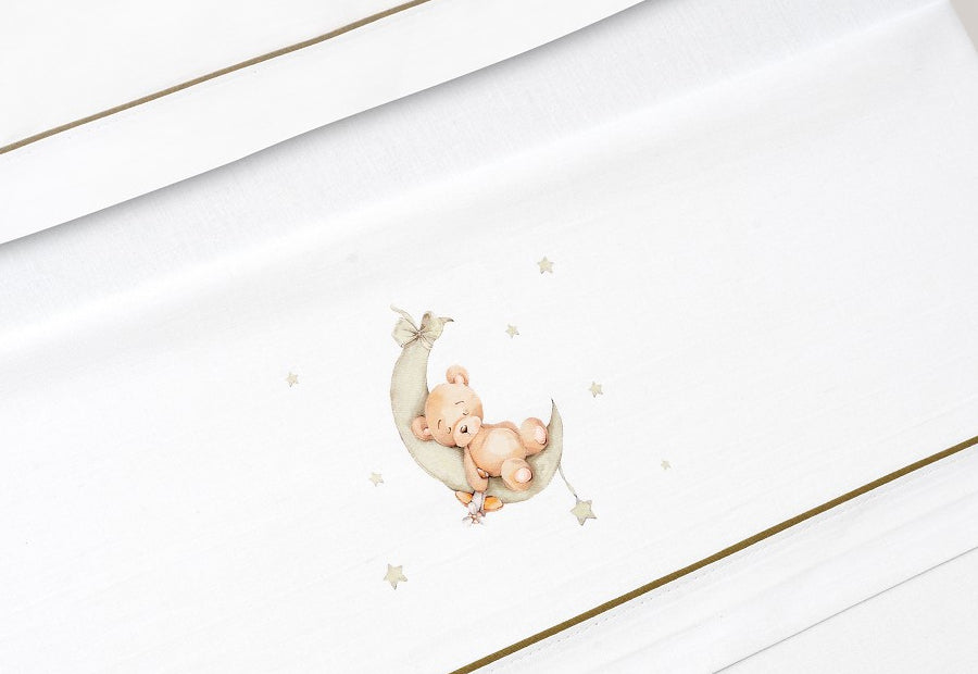 INTERBABY - Sábana Algodón+Chupetero Oso-Luna 03331-13 verde Cuna