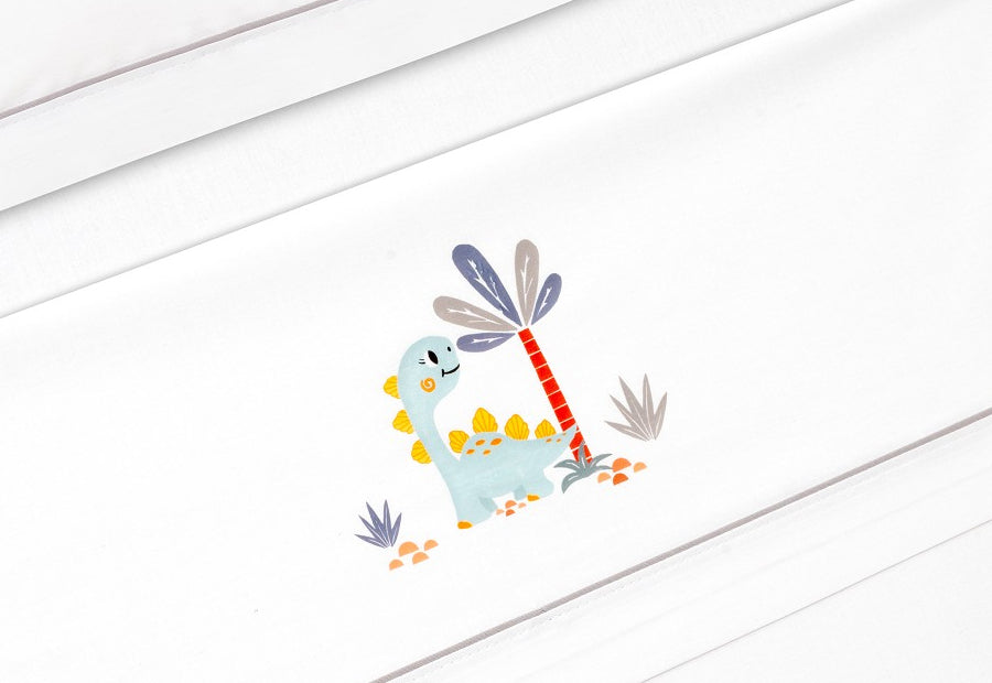 INTERBABY - Sábana Algodón+Chupetero Dinosaurio 3332-18 gris Cuna