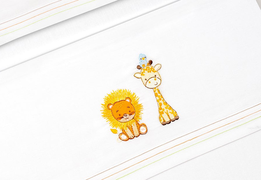 INTERBABY - Sábana Algodón+Chupetero León-Jirafa 03336-09 Cuna