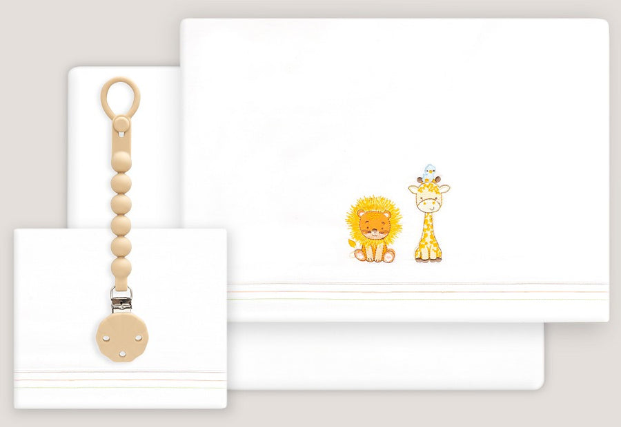INTERBABY - Sábana Algodón+Chupetero León-Jirafa 03336-09 Cuna