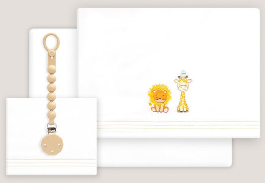 INTERBABY - Sábana Algodón+Chupetero León-Jirafa 03336-09 Cuna