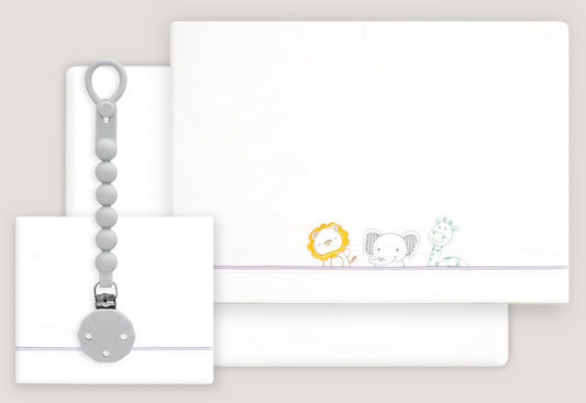 INTERBABY - Sábana Algodón+Chupetero Selva Animals 03337-09 Cuna