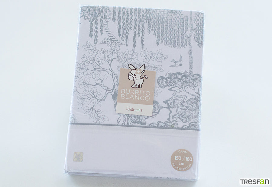 Parure de draps en tissu 241 Blanc/Gris BURRITO BLANCO