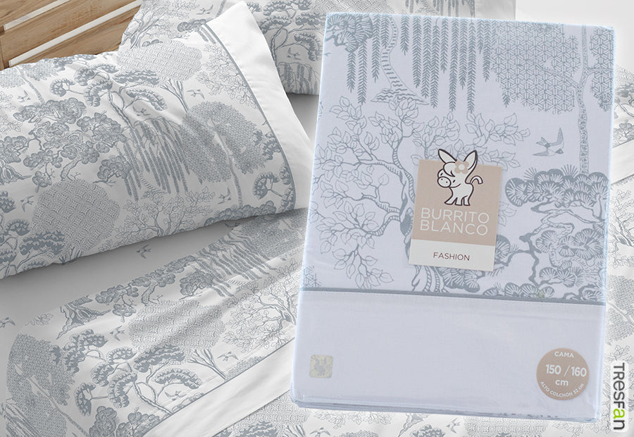 Parure de draps en tissu 241 Blanc/Gris BURRITO BLANCO